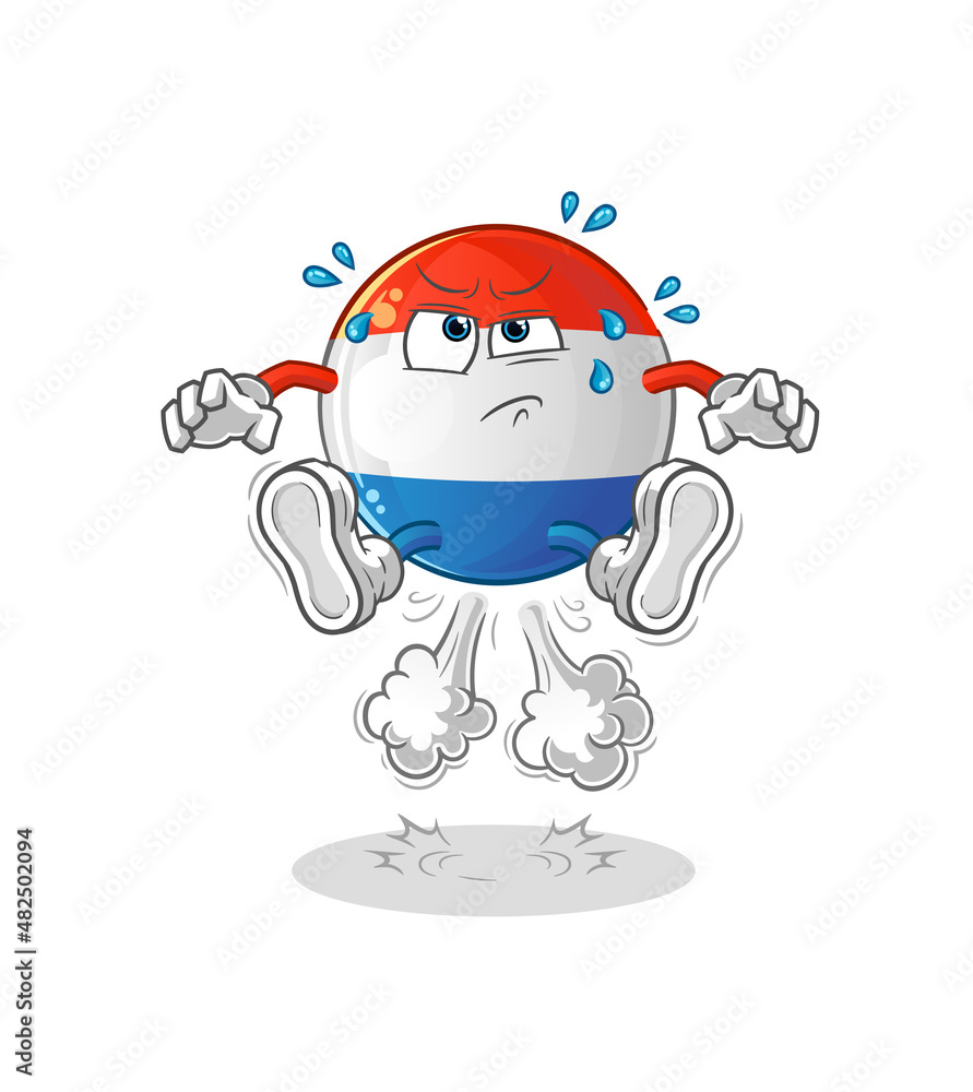 dutch flag fart jumping illustration. character vector