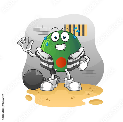 bangladesh flag criminal in jail. cartoon character
