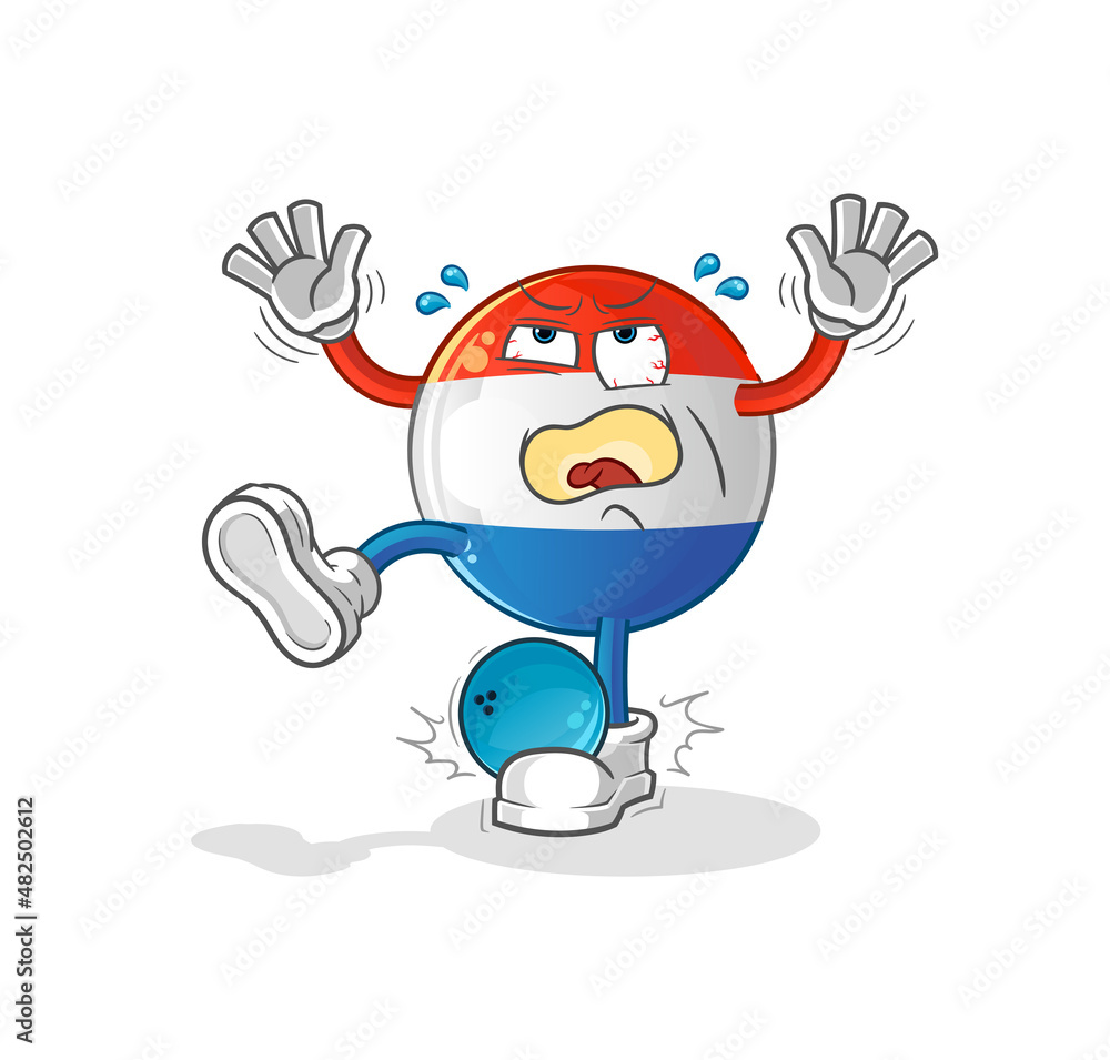 dutch flag hiten by bowling cartoon. cartoon mascot vector