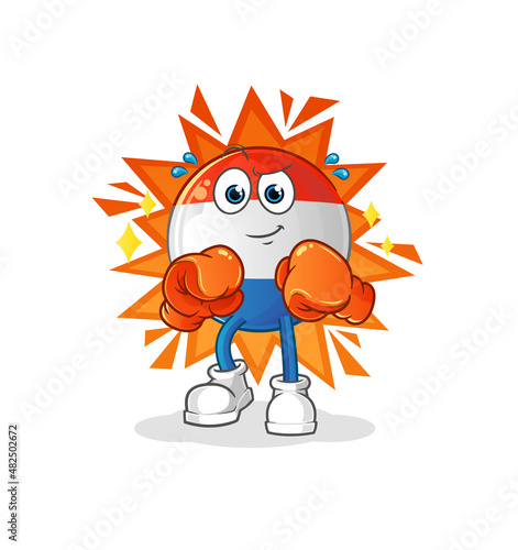 dutch flag boxer character. cartoon mascot vector