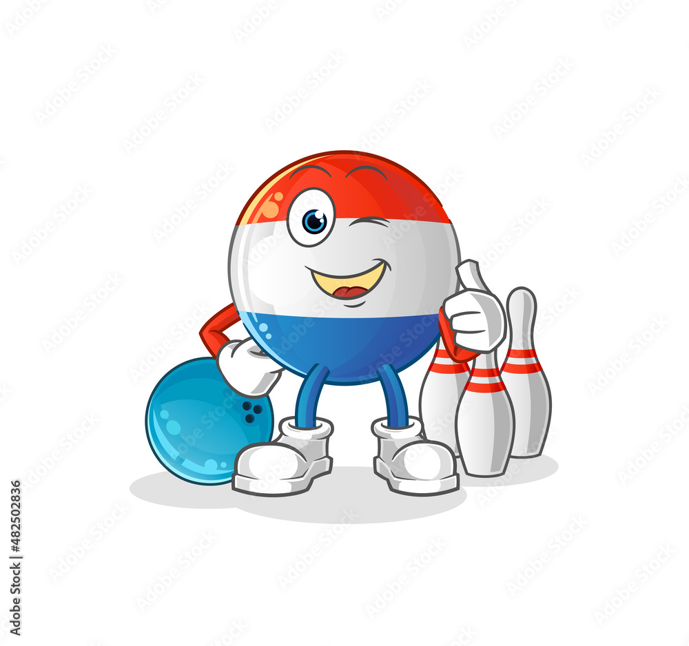 dutch flag play bowling illustration. character vector dutch flag play bowling illustration. character vector