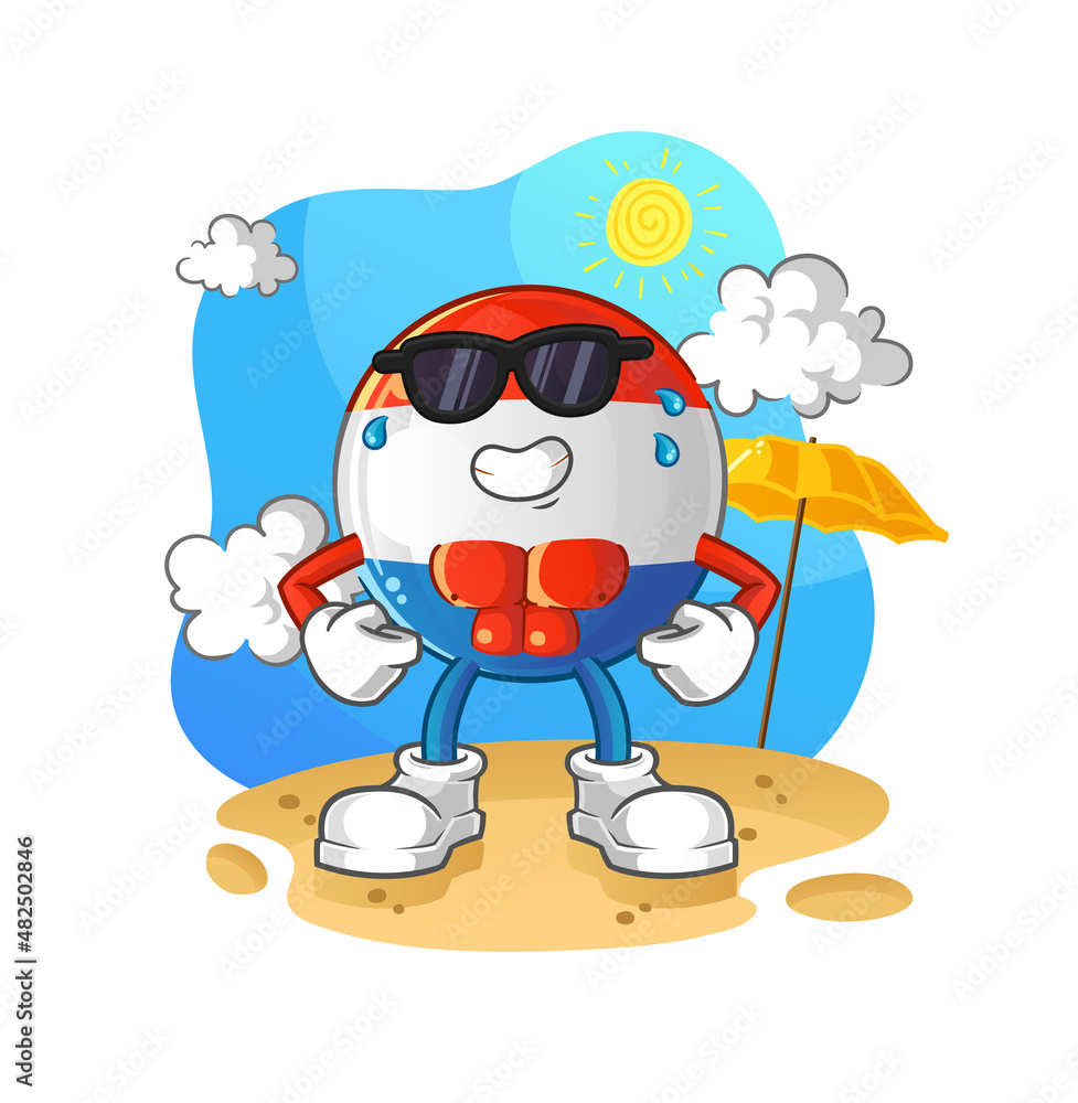 dutch flag sunbathing in summer. character vector dutch flag sunbathing in summer. character vector