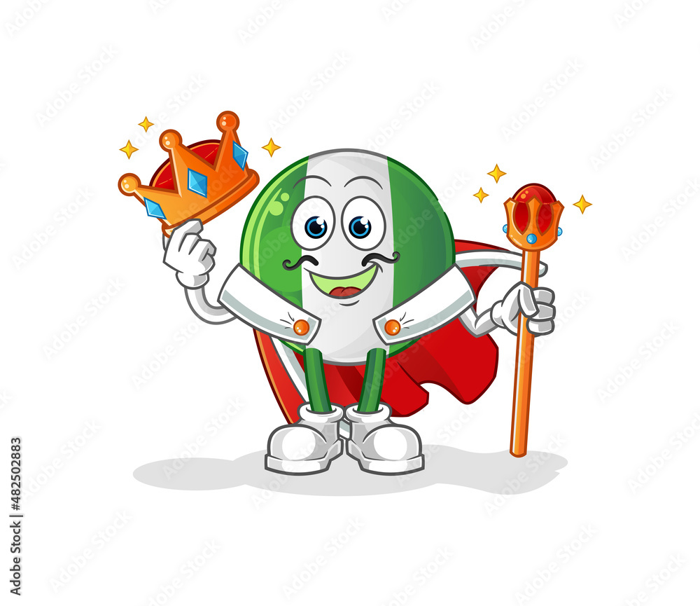 Obraz premium nigerian flag king vector. cartoon character