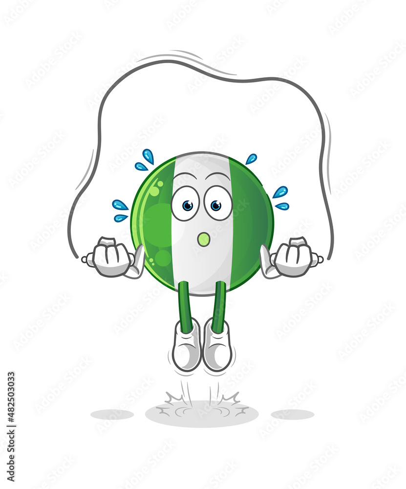 nigerian flag jump rope exercise. character vector