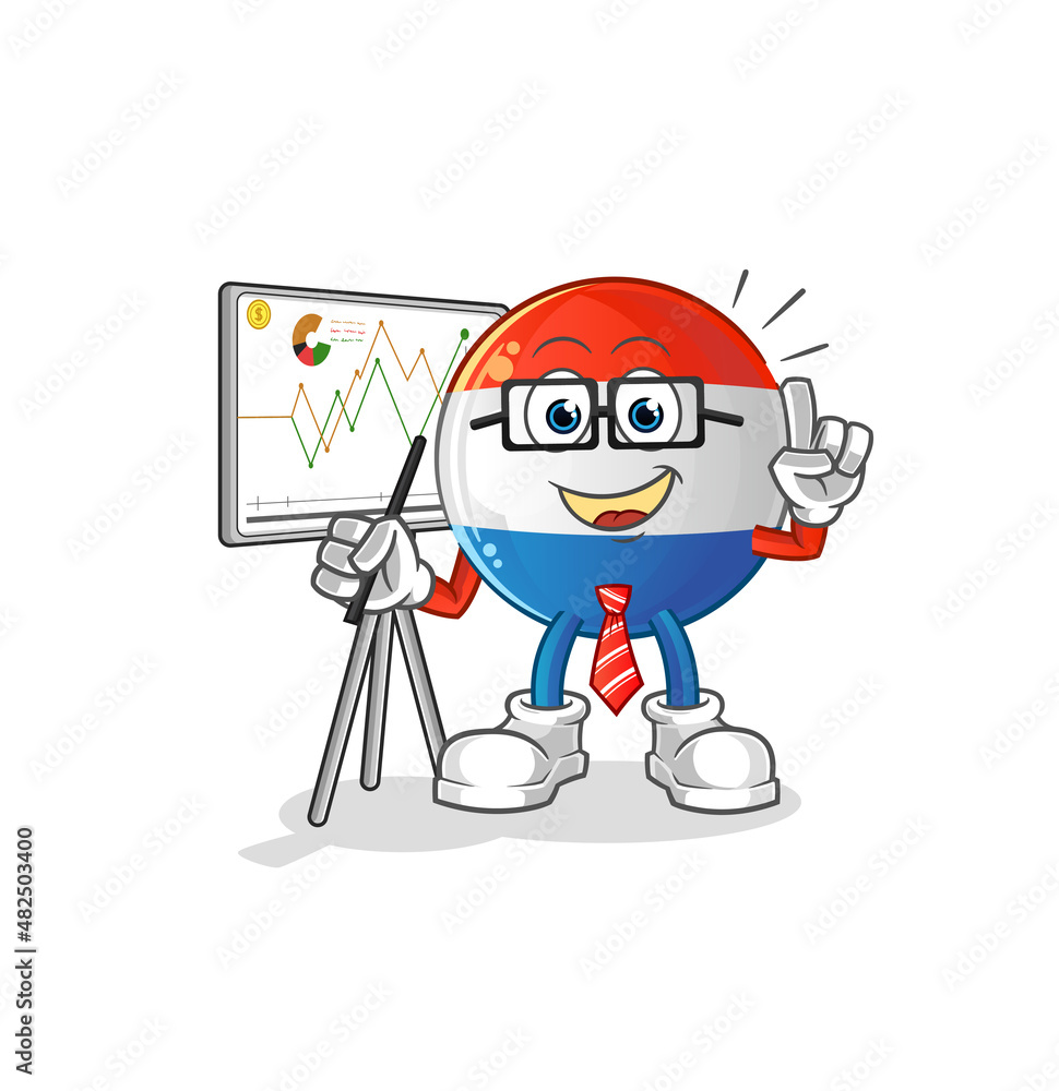 dutch flag marketing character. cartoon mascot vector dutch flag marketing character. cartoon mascot vector