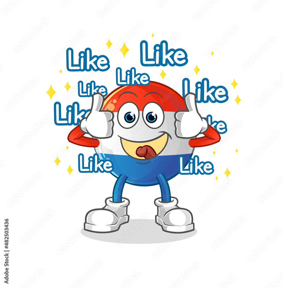 dutch flag give lots of likes. cartoon vector dutch flag give lots of likes. cartoon vector