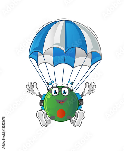 bangladesh flag skydiving character. cartoon mascot vector