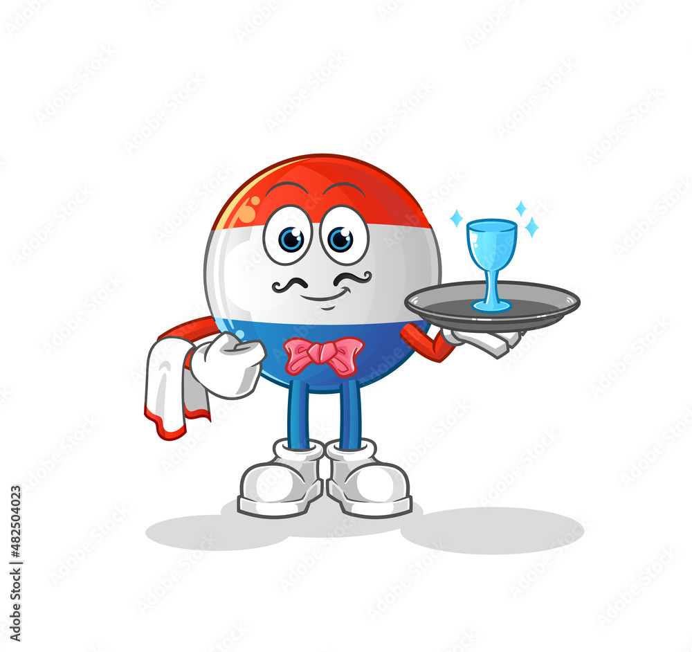 dutch flag waiter cartoon. cartoon mascot vector