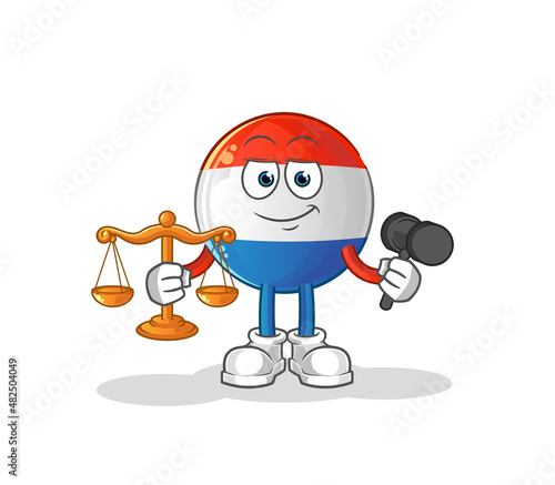 dutch flag lawyer cartoon. cartoon mascot vector