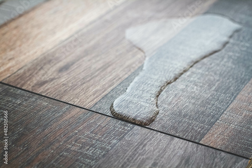 Laminate and water. Wooden floors are impervious to moisture.