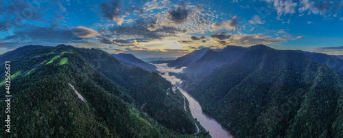 Aerial panorama of amazon rainforest in Tarapoto/Peru