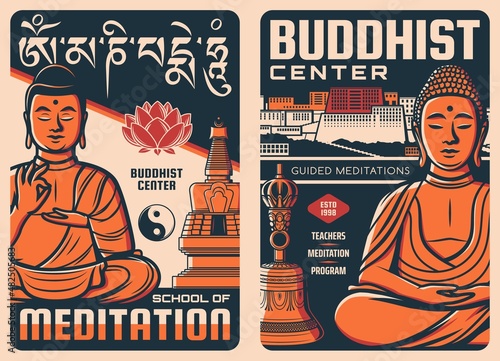 Slika na platnu Buddhist center retro posters