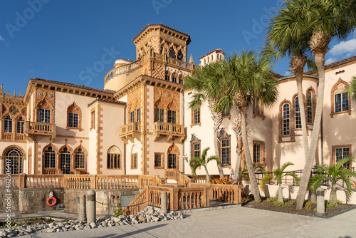 
Sarasota, Florida, USA - January 11, 2022: Ca' d'Zan in The Ringling in Sarasota, Florida, USA. Ca' d'Zan is a Mediterranean revival style residence  of John Ringling and his wife Mable. 
