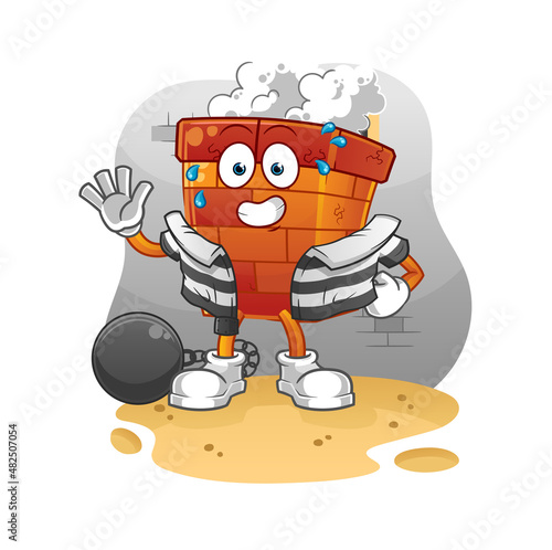 chimney criminal in jail. cartoon character