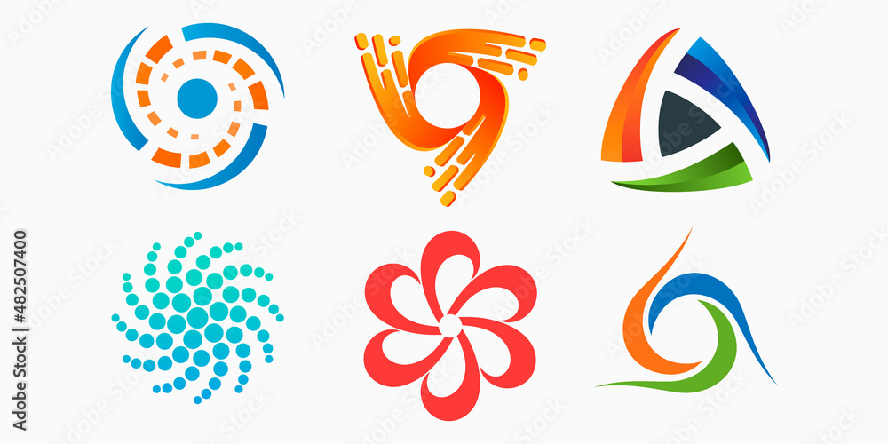 modern simple logo icon set. circuit, dot, molecule, swoosh vector illustration.