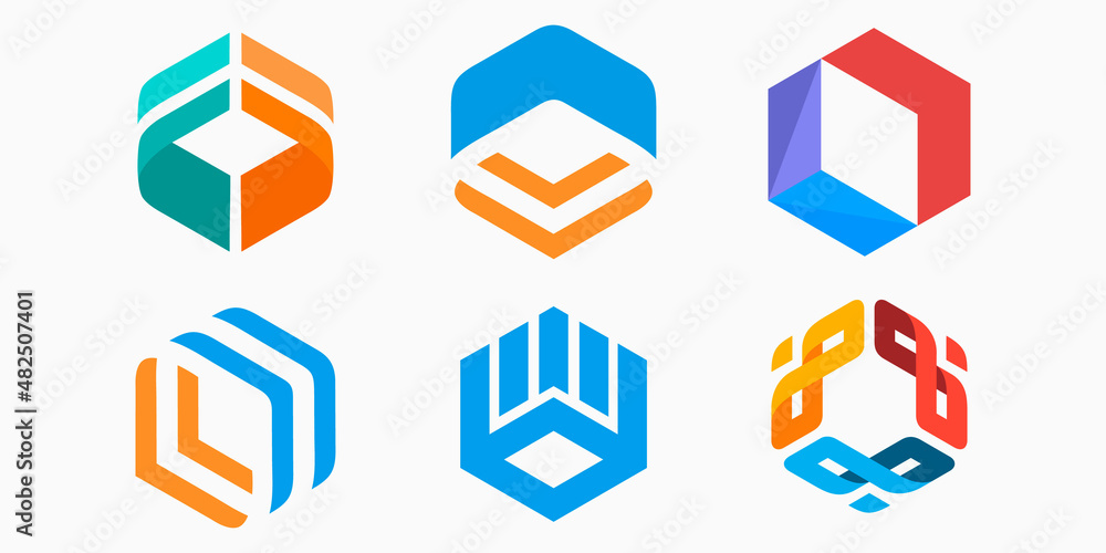 creative modern hexagon logo icon set. creative modern hexagon logo icon set.