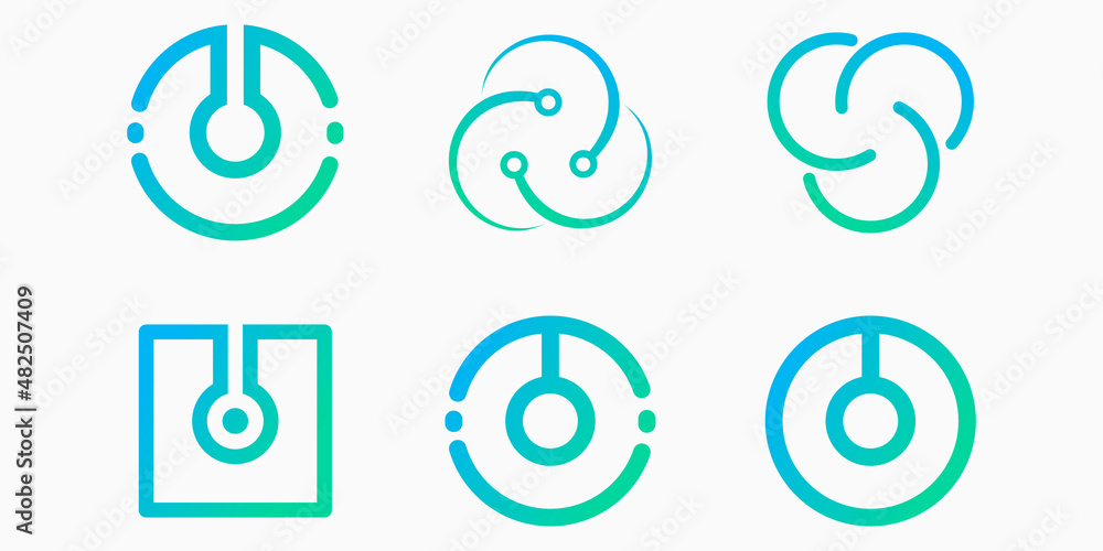 trinity tech logo icon set. technology vector illustration - obrazy, fototapety, plakaty 