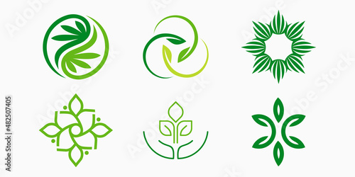 leaf logo icon set. marijuana or cannabis vector illustration