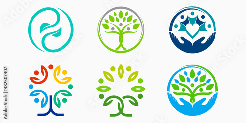 human tree logo design environmentally friendly people. vector illustration