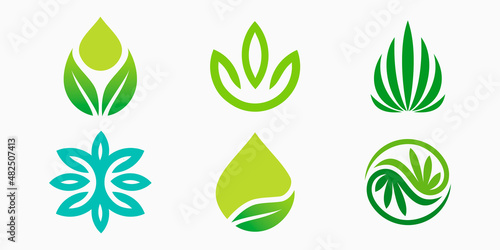 Medical marijuana logo icon set. leaf vector illustration