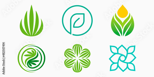 Medical marijuana logo icon set. leaf vector illustration