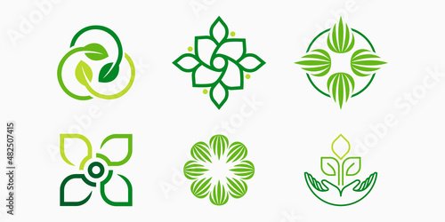 leaf logo icon set. marijuana or cannabis vector illustration