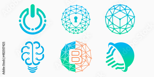 connect logo icon set. circuit vector illustration.