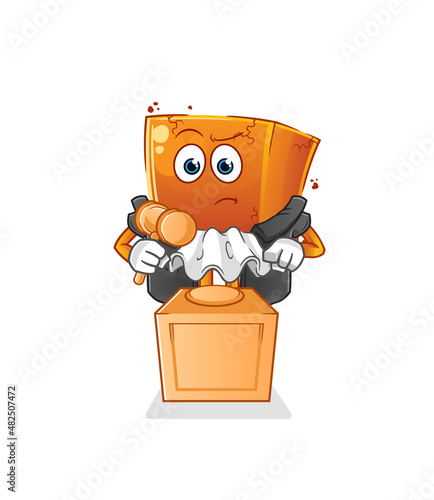 brick judge holds gavel. character vector