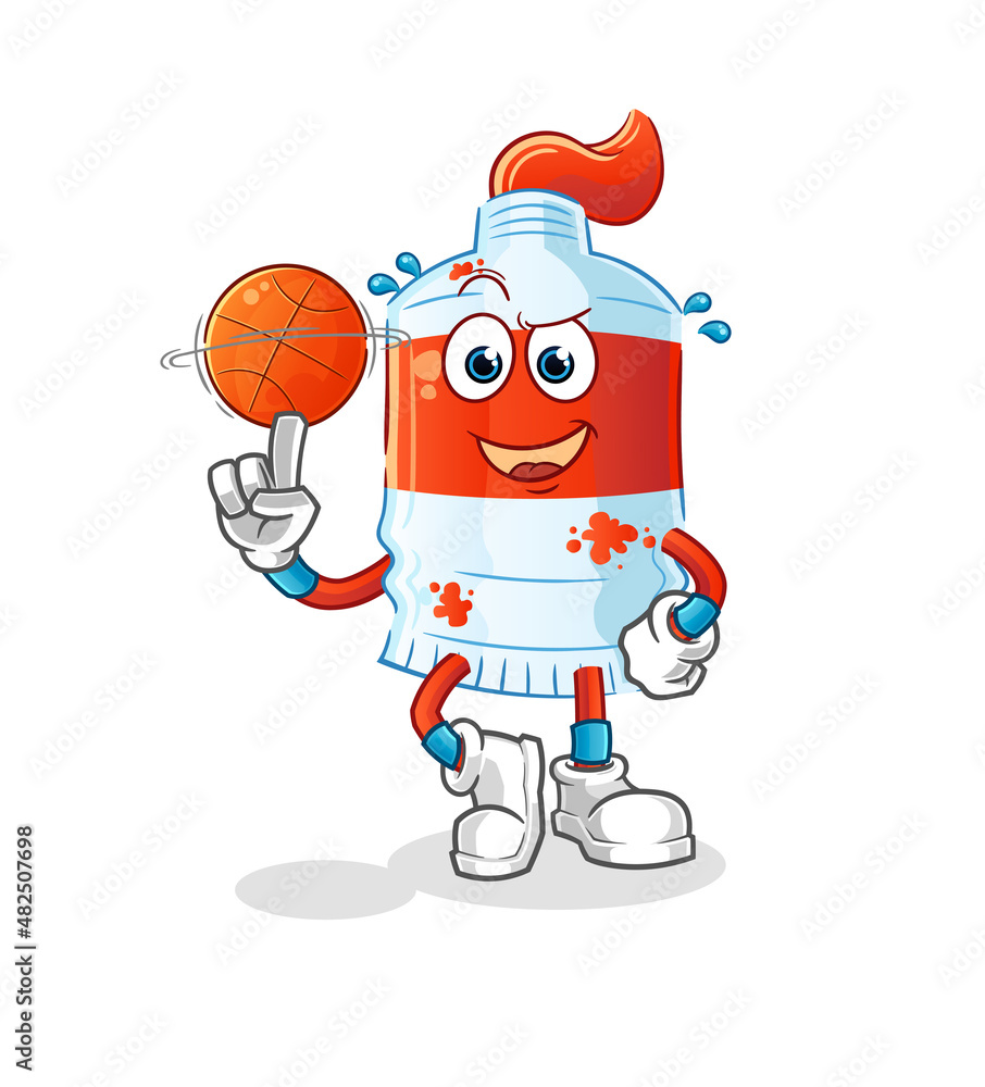 watercolor tube playing basket ball mascot. cartoon vector