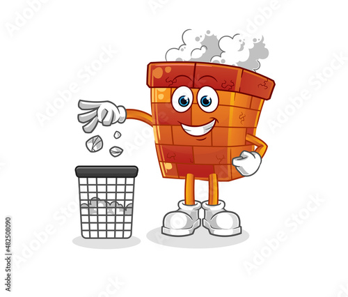 chimney Throw garbage mascot. cartoon vector