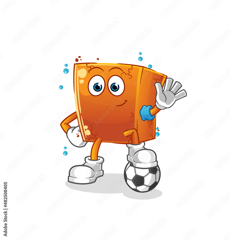 Fototapeta premium brick playing soccer illustration. character vector