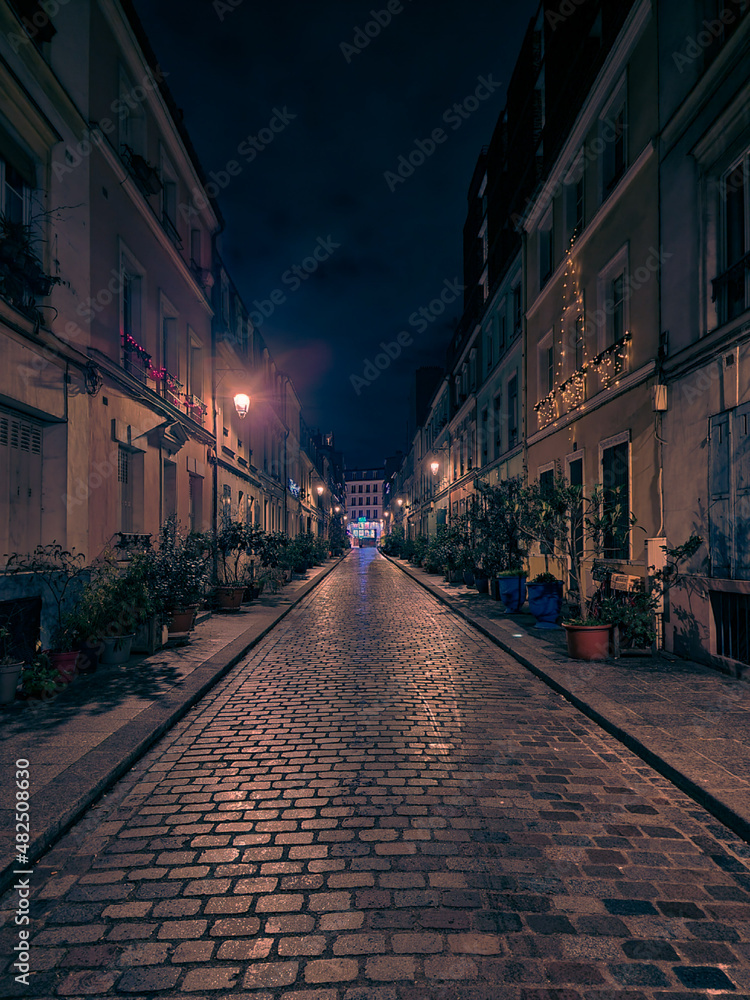 street in the night in Paris