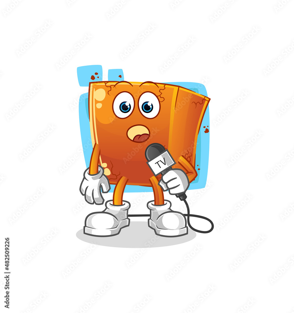 brick tv reporter cartoon. cartoon mascot vector