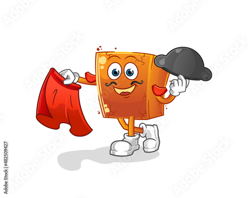 brick matador with red cloth illustration. character vector