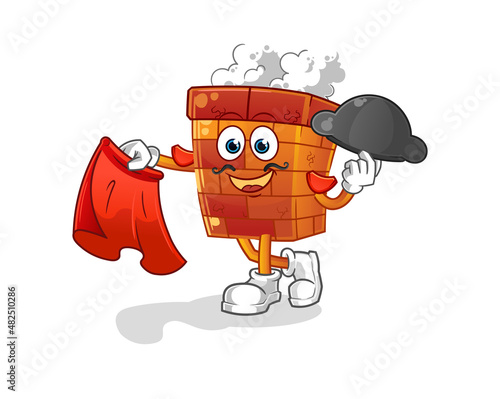 chimney matador with red cloth illustration. character vector
