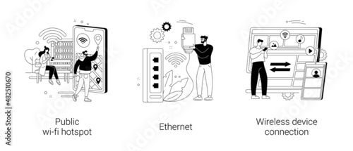 Data transfer abstract concept vector illustrations.