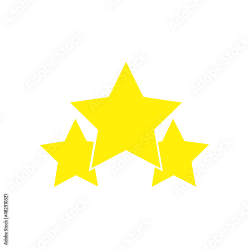 Three golden stars sign. Game element. Winner symbol. Rating award. Decoration design. Vector illustration. Stock image.