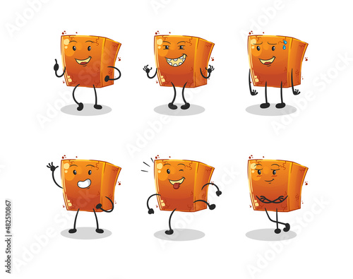 brick happy set character. cartoon mascot vector