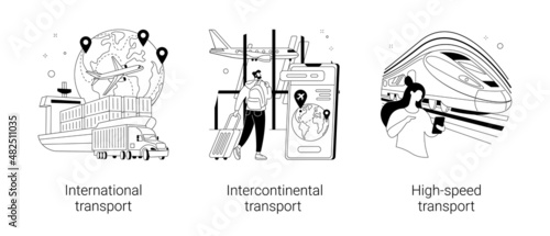 Modern transportation abstract concept vector illustrations.