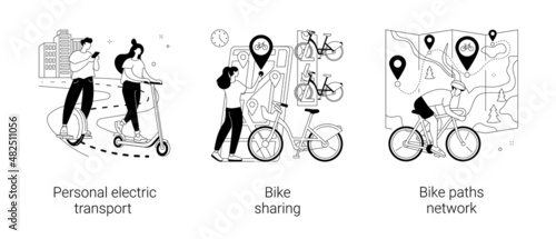 Urban transportation abstract concept vector illustrations.