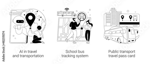 Technology in transportation abstract concept vector illustrations.
