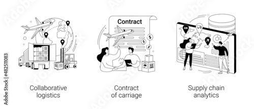 Logistic industry abstract concept vector illustrations.