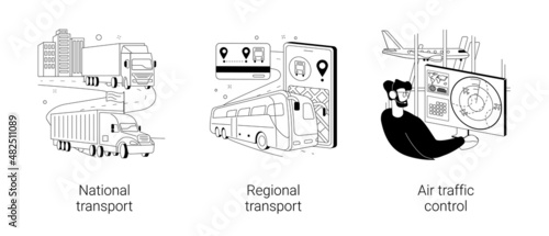 Transportation system abstract concept vector illustrations.