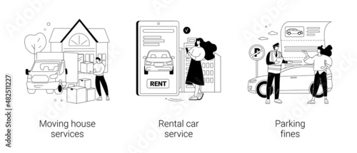 Domestic transport abstract concept vector illustrations.