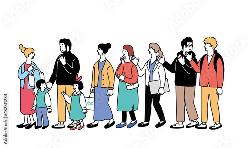 歩く人々のシンプルなイラスト
