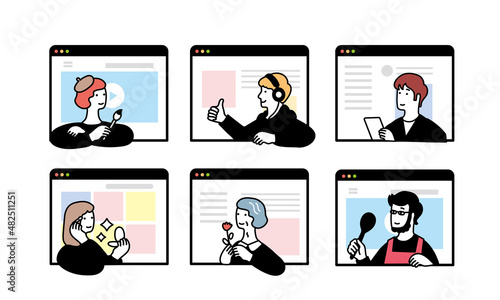 SNSを楽しむ人々のイメージイラスト
