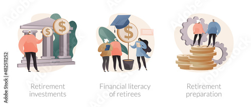 Retiree budget plan abstract concept vector illustrations.