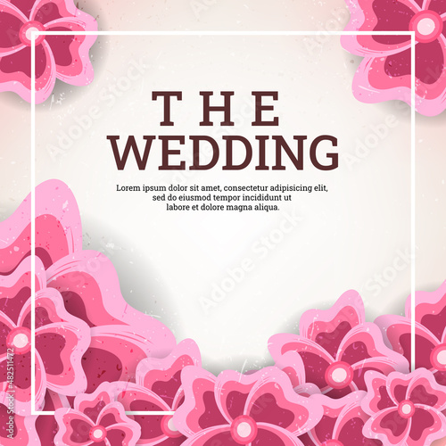 Floral wedding invitation template with elegant decoration