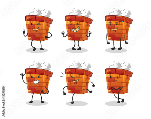 chimney happy set character. cartoon mascot vector