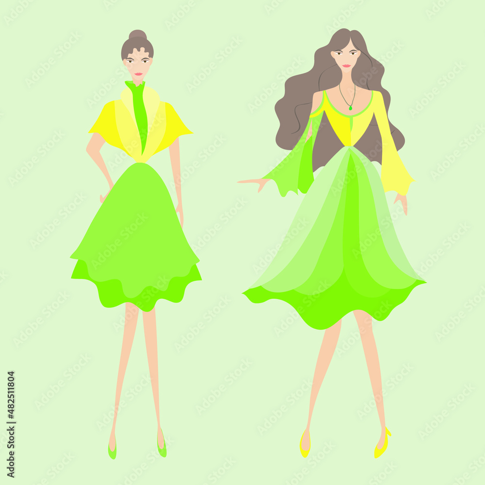 Yellow green dress for twins girl Yellow green dress for twins girl